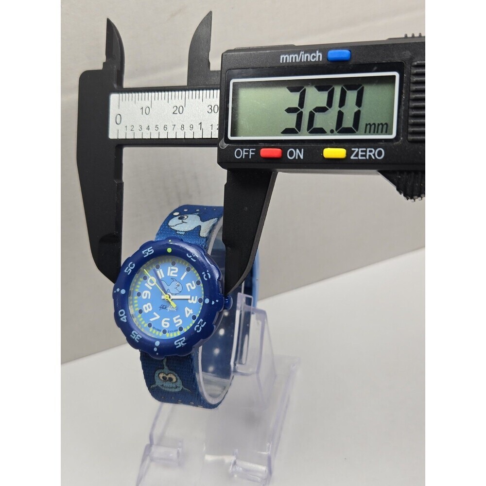 Vintage Flik Flak Swatch Kids Fish Blue Aluminum Watch Swiss Ocean New Battery - Picture 5 of 10